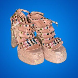 Azalea Wang Pink Studded Platform Heels